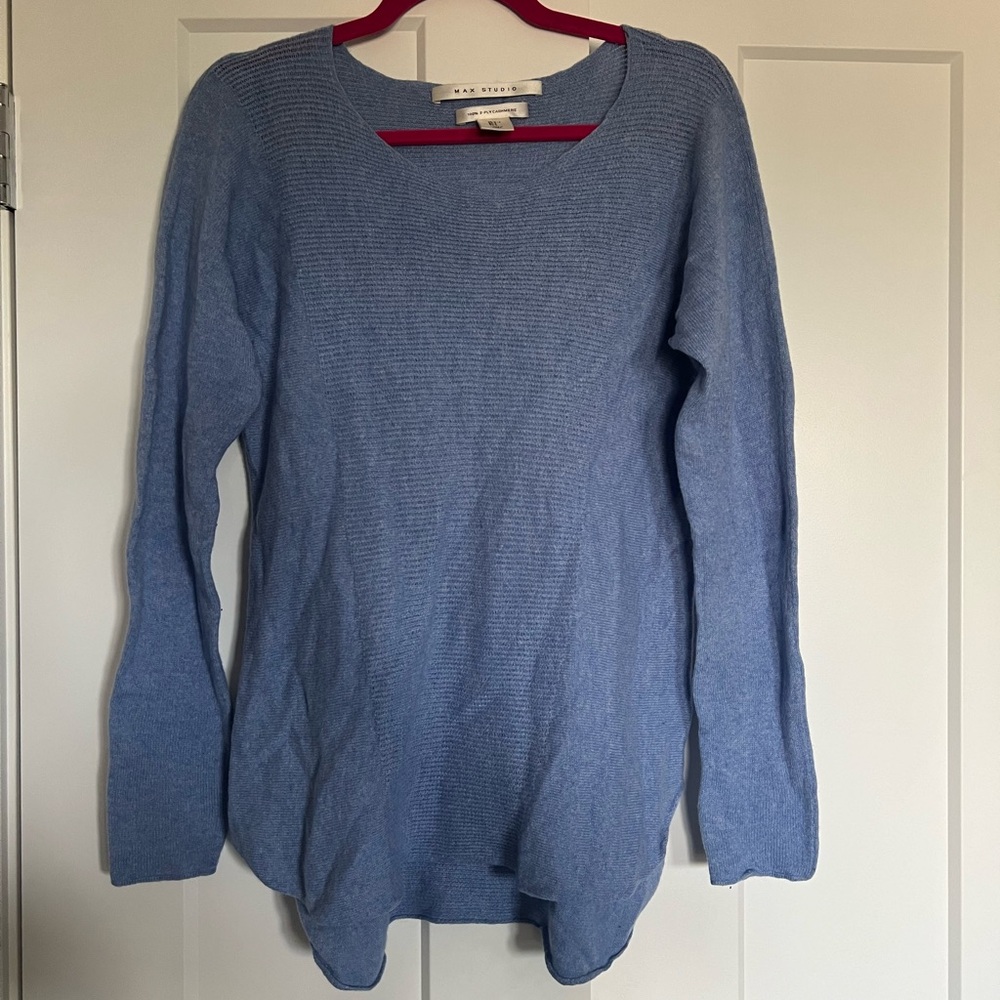 Max Studio Sky Blue Scoop Neck Sweater